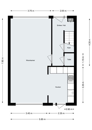 Floorplan - Gretrystraat 15, 4614 VE Bergen op Zoom
